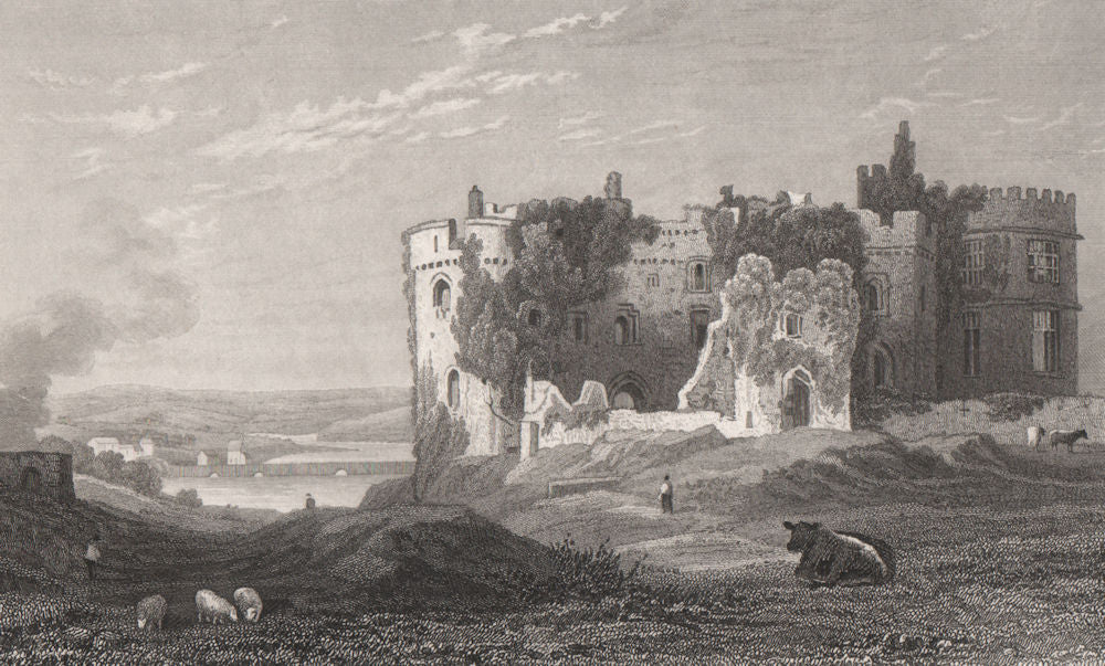 Carew Castle, Pembrokeshire, Wales, by Henry Gastineau 1835 old antique print